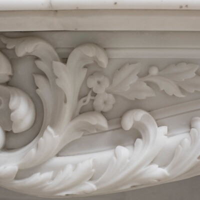 Antique Louis XV Rococo Style 19th Century Marble Fireplace