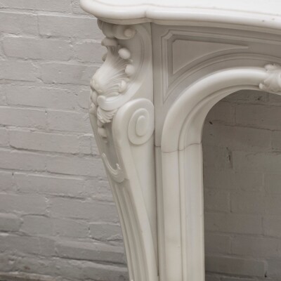 Antique Louis XV Rococo Style 19th Century Marble Fireplace