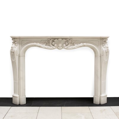 Antique Louis XV Rococo Style 19th Century Marble Fireplace