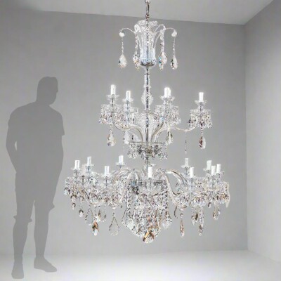 Spectacular Extra Large Lead Antique Crystal Chandelier 5'7'' Tall