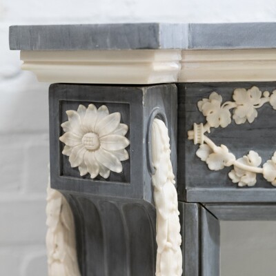 Antique Early 19th Century French Style Grey Marble Fireplace Surround
