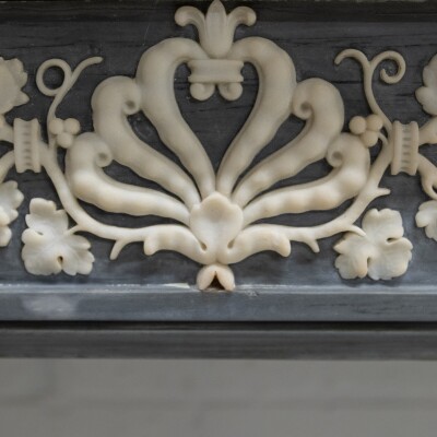Antique Early 19th Century French Style Grey Marble Fireplace Surround