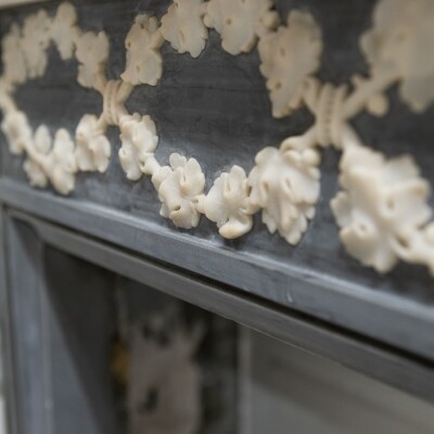 Antique Early 19th Century French Style Grey Marble Fireplace Surround