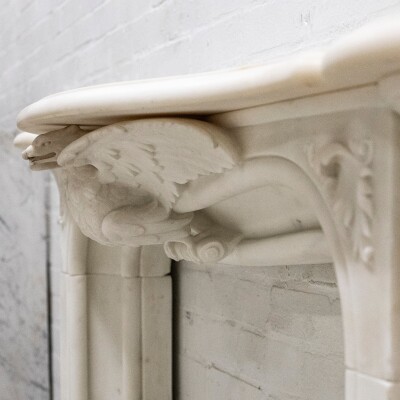 Antique Victorian Statuary Marble Surround with Carved Eagle