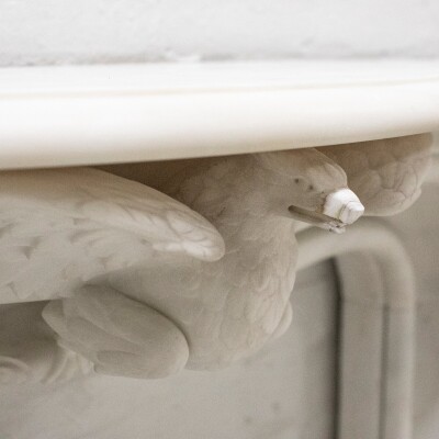 Antique Victorian Statuary Marble Surround with Carved Eagle