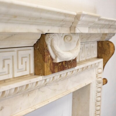 Antique Neo Classical Georgian Carrara & Sienna Marble Fireplace Surround