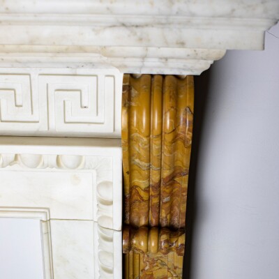 Antique Neo Classical Georgian Carrara & Sienna Marble Fireplace Surround