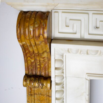 Antique Neo Classical Georgian Carrara & Sienna Marble Fireplace Surround