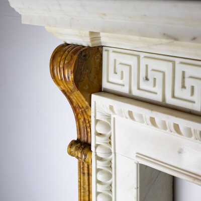 Antique Neo Classical Georgian Carrara & Sienna Marble Fireplace Surround