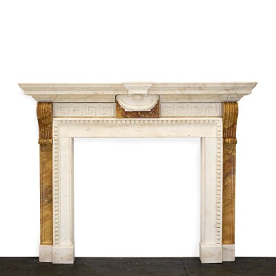 Antique Neo Classical Georgian Carrara & Sienna Marble Fireplace Surround