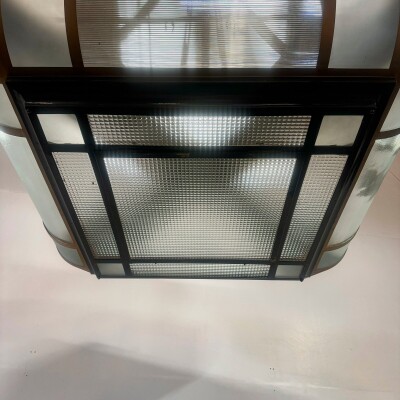 Grand Antique Art Deco Opal Glass & Iron Light | 4 Available