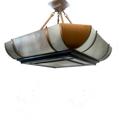 Grand Antique Art Deco Opal Glass & Iron Light | 4 Available