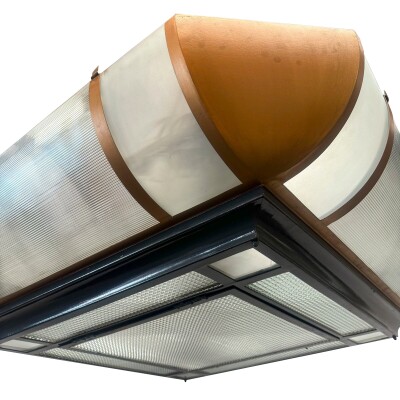 Grand Antique Art Deco Opal Glass & Iron Light | 4 Available