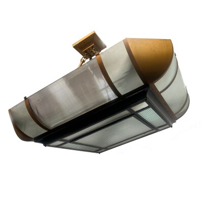 Grand Antique Art Deco Opal Glass & Iron Light | 4 Available