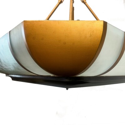 Grand Antique Art Deco Opal Glass & Iron Light | 4 Available