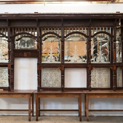 Antique Victorian Mahogany Back Bar | Backfitting with Etched Mirror