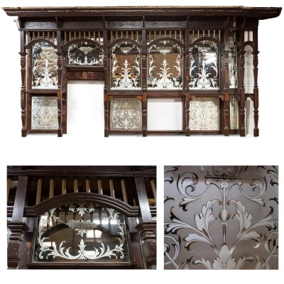 Antique Victorian Mahogany Back Bar | Backfitting with Etched Mirror