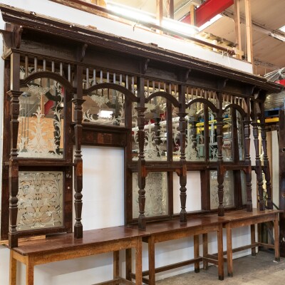 Antique Victorian Mahogany Back Bar | Backfitting with Etched Mirror