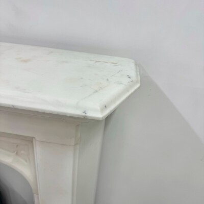 Antique Gothic Revival Statuary Marble Fireplace
