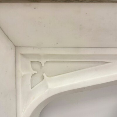 Antique Gothic Revival Statuary Marble Fireplace