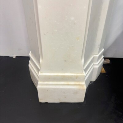 Antique Gothic Revival Statuary Marble Fireplace