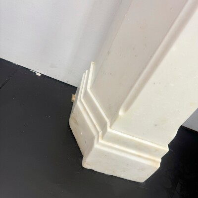 Antique Gothic Revival Statuary Marble Fireplace