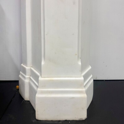 Antique Gothic Revival Statuary Marble Fireplace