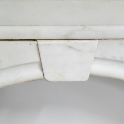 Antique Victorian Carved Statuary Marble Arched Chimneypiece