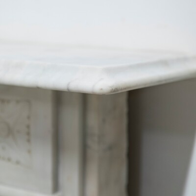 Antique Victorian Carved Statuary Marble Arched Chimneypiece