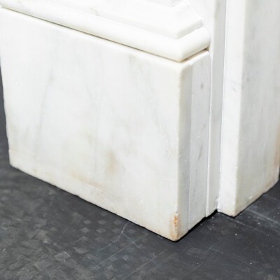 Antique Victorian Carved Statuary Marble Arched Chimneypiece