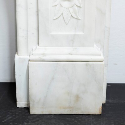 Antique Victorian Carved Statuary Marble Arched Chimneypiece