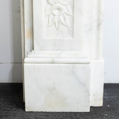 Antique Victorian Carved Statuary Marble Arched Chimneypiece