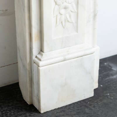 Antique Victorian Carved Statuary Marble Arched Chimneypiece
