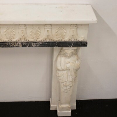 Antique Greek Revival Statuary Marble Fireplace