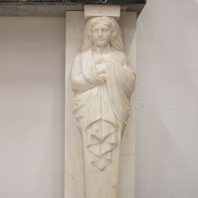 Antique Greek Revival Statuary Marble Fireplace