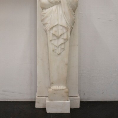 Antique Greek Revival Statuary Marble Fireplace