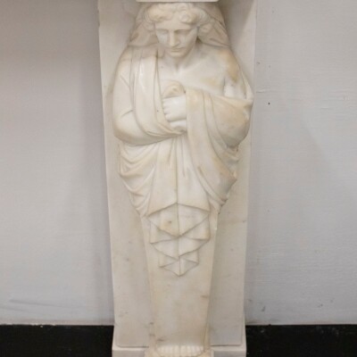 Antique Greek Revival Statuary Marble Fireplace
