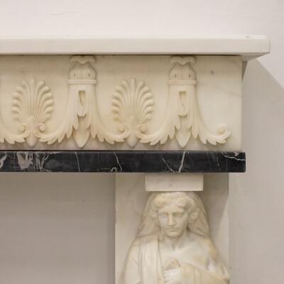 Antique Greek Revival Statuary Marble Fireplace