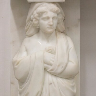 Antique Greek Revival Statuary Marble Fireplace