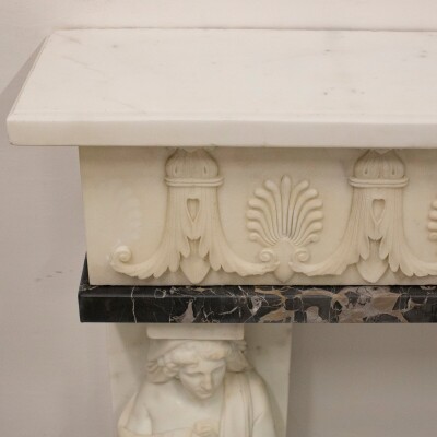 Antique Greek Revival Statuary Marble Fireplace