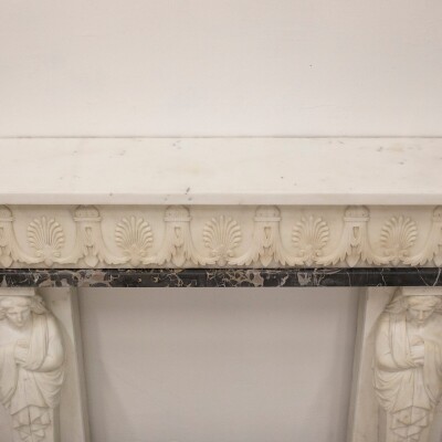 Antique Greek Revival Statuary Marble Fireplace