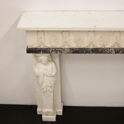 Antique Greek Revival Statuary Marble Fireplace