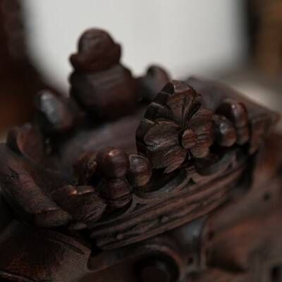 Antique Heavily Carved Continental Four Posted Bed | European Double