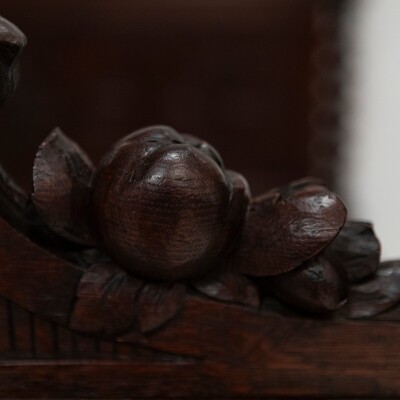 Antique Heavily Carved Continental Four Posted Bed | European Double