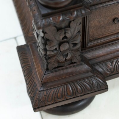 Antique Heavily Carved Continental Four Posted Bed | European Double