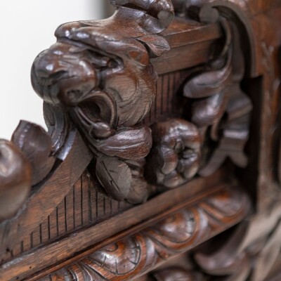 Antique Heavily Carved Continental Four Posted Bed | European Double