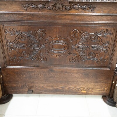 Antique Heavily Carved Continental Four Posted Bed | European Double
