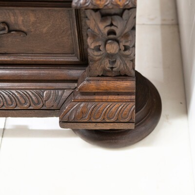 Antique Heavily Carved Continental Four Posted Bed | European Double
