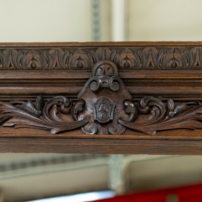 Antique Heavily Carved Continental Four Posted Bed | European Double