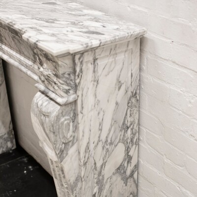 Louis XVI Style Italian Arabescato Marble Fireplace